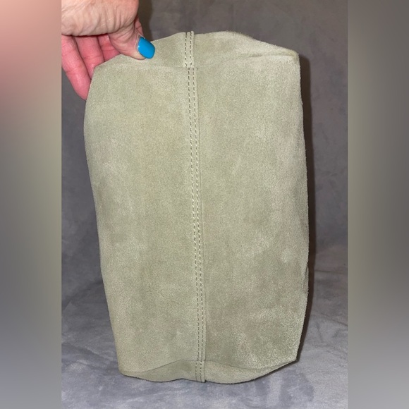 Margot New York Neutral Suede Genuine Leather Kaye Bucket Large Tote Lined - Picture 6 of 16